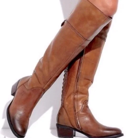 VINCE CAMUTO Knee High Distressed Leather Studded Boots - Picture 4 of 16